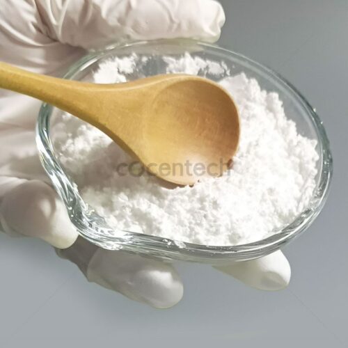 Laboratory personnel demonstrate Melatonine powder in a glass bowl